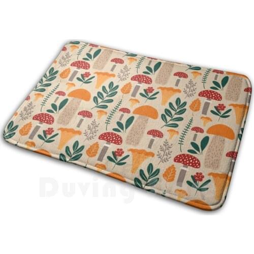 Warm Mushroom Medley Mat Rug Carpet Anti-Slip Floor Mats Bedroom Mushroom Toadstool Fungus White Mushroom Cultivated Mushroom