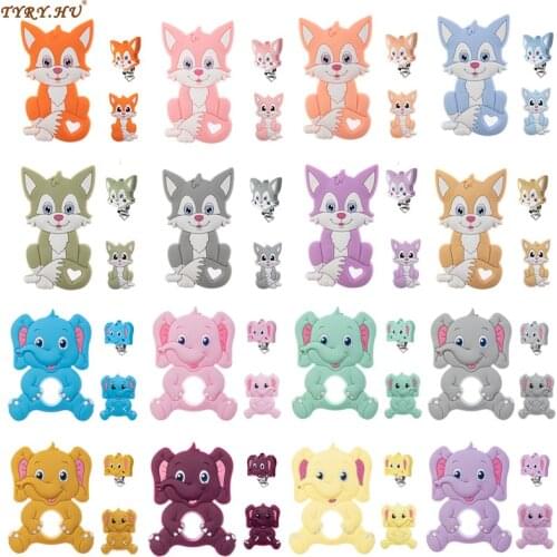 TYRY.HU 3Pc/Set Silicone Mini Beads Baby Teether BPA FREE Silicone Fox Teether For Pacifier Clips DIY Cute Teething Toys