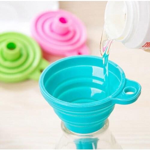 1pcs Foldable Funnel Silicone Collapsible Funnel Folding Portable Funnels Be Hung Household Liquid Dispensing For Kitchen Tools