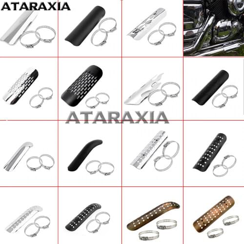 Motorcycle Exhaust Muffler Pipe Leg Protector Heat Shield Cover with Adjustable Clamps For Harley Honda Yamaha Kawasaki Ducati