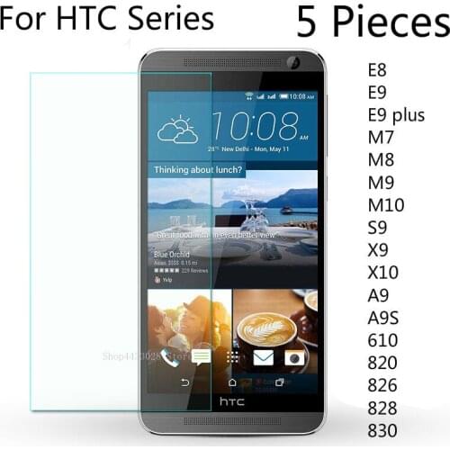 5PCS Tempered Glass For HTC One E9 E8 M10 X10 X9 S9 A9S Screen Protector For HTC Desire 826 828 830 820 610 M9 M8 M7 Film Glass