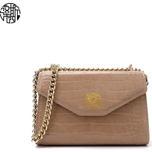 Zenos Ins Fashion Crocodile Skin Chain Bags Crossbody Shoulder Bags Purse Femme Bags