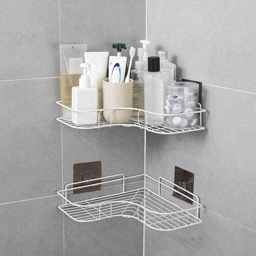 Iron Bathroom Shelf Shower Wall Mount Shampoo Holder With Suction Cup No Drilling Kitchen Tools Storage Bathroom Accessories