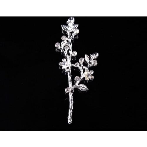 50pcs Flower Leaves Branch Crystal Rhinestone Applique Flatback Metal Accessories Hairpin Hair Clip For Wedding Dress Invitation