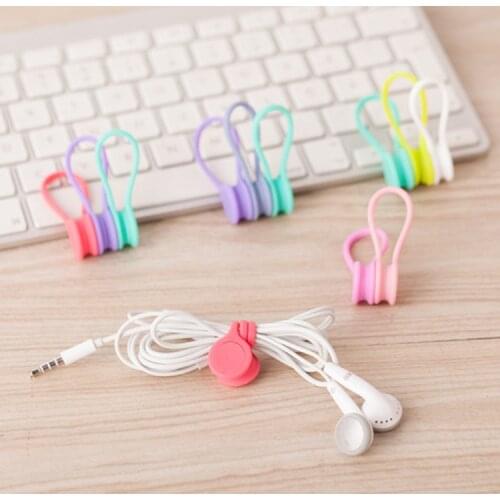 9PCS/lot New Arrival Magnet coil winder mobile phone headset type headset bobbin winder hubs cord holder Cable Wire Organizer