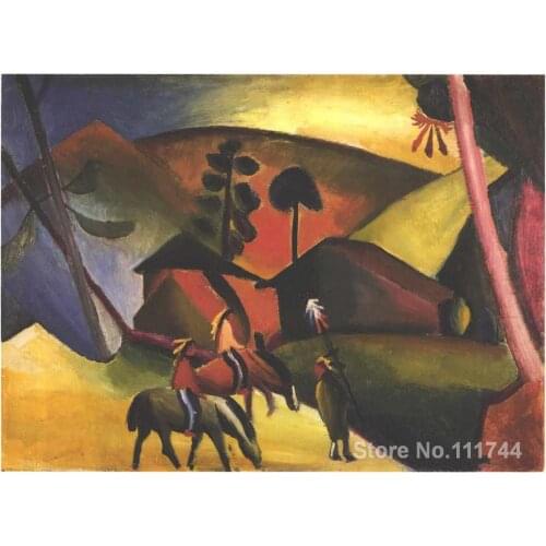 Abstract art Native Aericans on horses August Macke paintings on canvas High quality Hand painted
