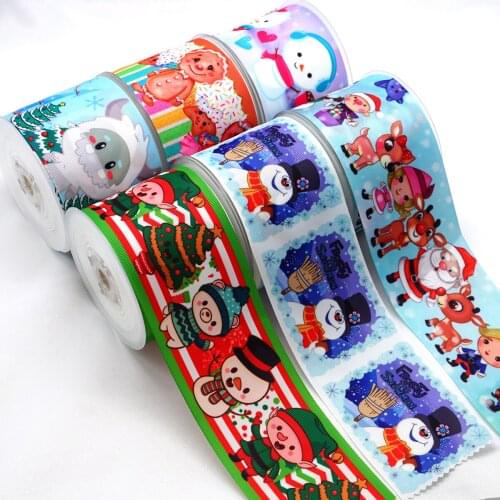 Choshim accessories 10 Yards Per Size Christmas Ribbon Printed Grosgrain Ribbon DIY Bow Bag Material 46628