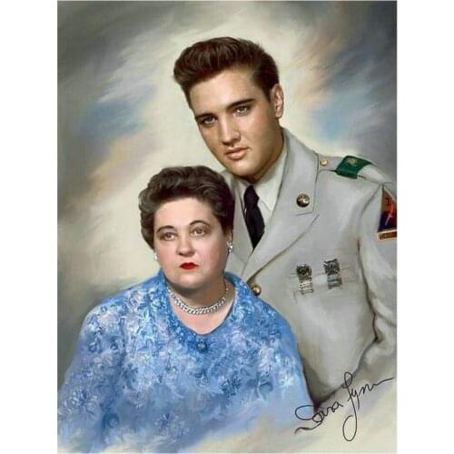 5D Diamond Mosaic Elvis Presley With Mother Diamond Painting Full Square Round Drill Diamond Embroidery Home Decor
