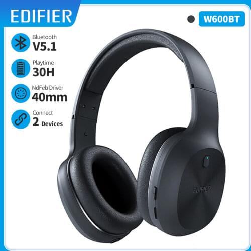 EDIFIER W600BT Wireless Bluetooth Headphone Bluetooth 5.1 up to 30hrs Playback Time 40mm Drivers Hands-Free Headset