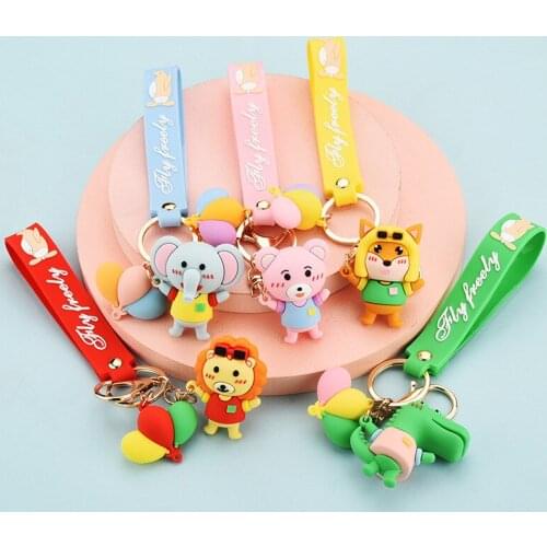 Forest Animal Doll Keychain Cute Lion Elephant Bear Pendant Couples Backpack Car Trinket Excellent Keyring PVC Cartoon Key Chain