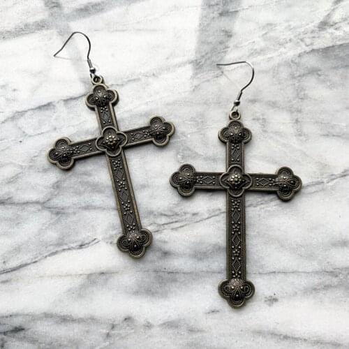 Bronze Cross Earrings Fashion Goth Witch Jewelry Women Gift 2020 New Delicate And Beautiful Crescent Wholesale Statement