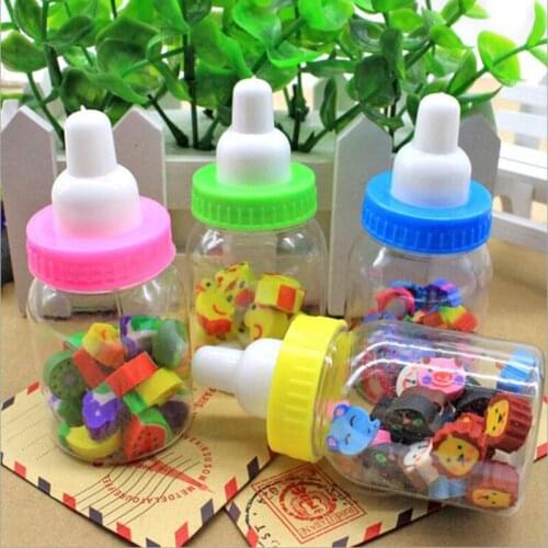 1pc (18-22 Tablets) Milk Bottle Eraser Fruit Animal Christmas Digital Rubber Bottle ChildrenS Students Cute Stationery Gifts