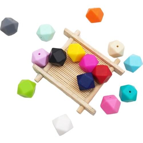 Chenkai 100PCS 17MM Hexagon Silicone Beads Teething Baby Soothing Teethings DIY Toy Baby shower Gift Necklace Pacifier Chain