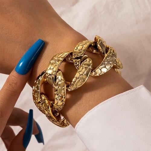 Docona Gothic Gold Color Hollow Irregular Bracelets Punk Personality Acrylic Geometric Bangles for Women Jewelry Gifts 16666