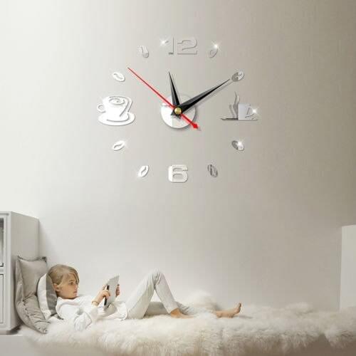 Home Wall 3D Sticker Decoration DIY Wall Clock Mirror Sticker Room Office Store Arts Decor Design Stickers