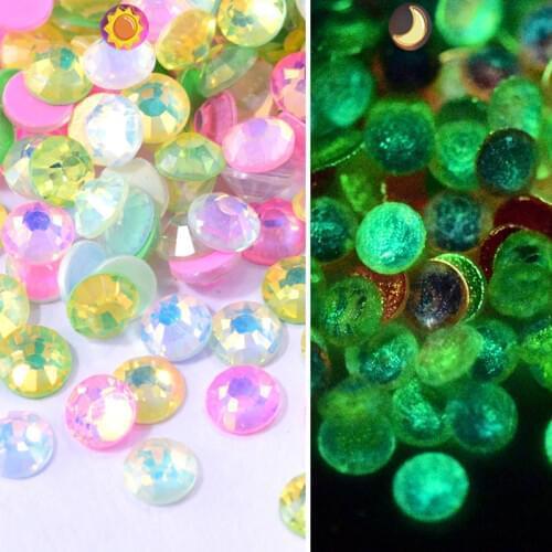 SS6-SS30 High Quality стразы Luminous Noctilucent Opal Color Nail Rhinestones Glitter Glass Gem 3D Charm Flatback Strass F0266