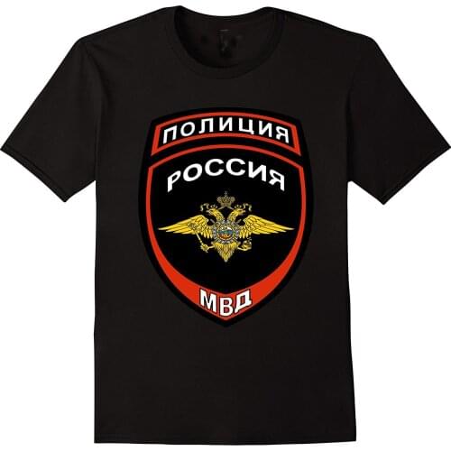 Men Cotton Short Sleeve New Summer Fashion Cotton Casual Free Shipping Russian Police Badge T-Shirt Russia Cops T Shirts
