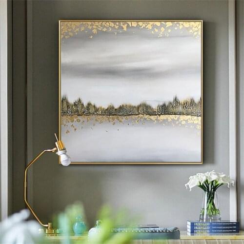 Handmade Painting Abstract Model Room Painting Modern Minimalist Decorative Painting Light Luxury Gold Foil Entrance Decorative