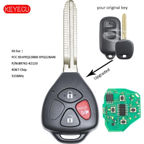 Keyecu Upgraded Remote Key Fob 315MHz 4D67 Chip for Toyota Tundra Echo 2004-2006 FCC: HYQ12BBX HYQ12BAN