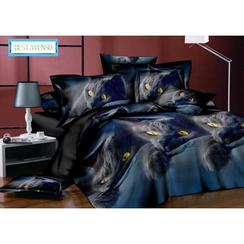 100% Bamboo Fiber Bedding Sets Black Cat Bedroom Bedclothes Full Set Duvet Cover BedSheet Pillowcases Bedding 4pcs 3pcs /set