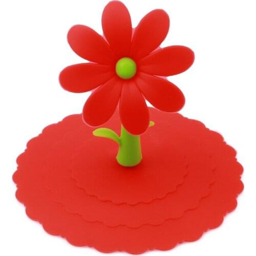 Creative Anti-dust Silicone Cup Cover Coffee Cup Suction Seal Lid Cap Silicone Lovely Sun Flower Cup Cover Drink Coasters