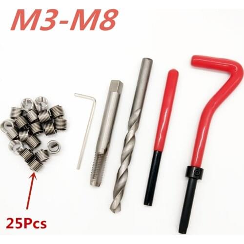 25 Pcs Auto Engine Block Restoring Damaged Thread Repair Tool Kit M3/M4/ M5/ M6/M7/M8 Free Shipping