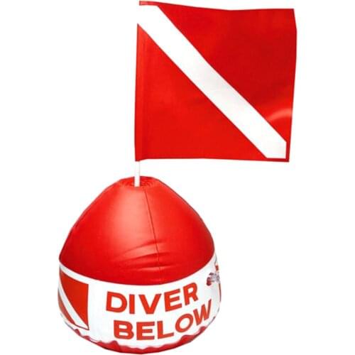 Surface Marker PVC Inflatable Float with Dive Flag Diving Safety Gear Dive Flag Float Diving Buoy Signal Float for Water Sports