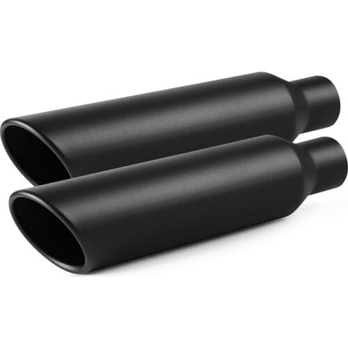 Exhaust Tip 2 Pcs 2.5" Inlet 4" Outlet 18" Overall Length Weld On Universal Stainless Steel Black Powder Coated