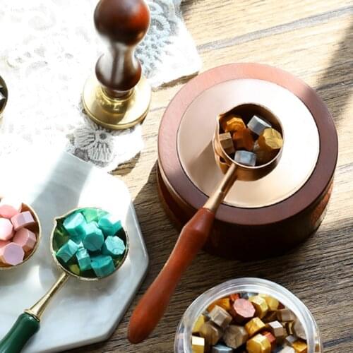 Retro Wax Seal Melting Furnace Solid Wood Oven Furnace Wax Pot Beads Sticks Heater Wax Warmer Decorative Craft for Candle Stamp