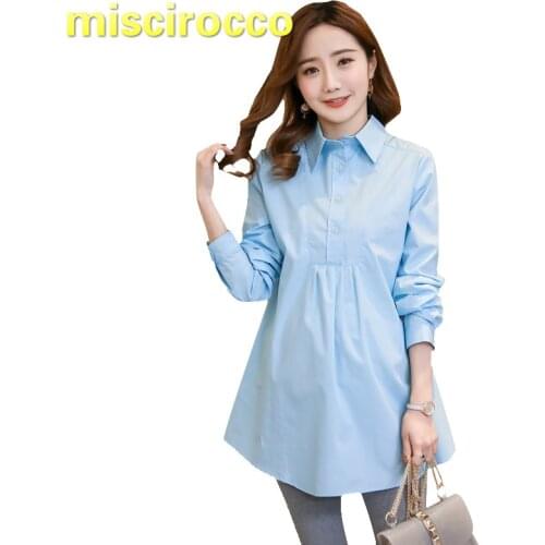 Maternity Shirt Cotton Long-sleeved Shirt Pregnant Women Pure Color Women Clothing Pregnancy Shirt Spring Clothes Women Top