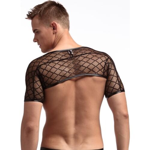 Sexy Underwear Breathable Gauze Short Sleeve Tight Sleeve Stage Show Catwalk Cuff (not Include Boxers )