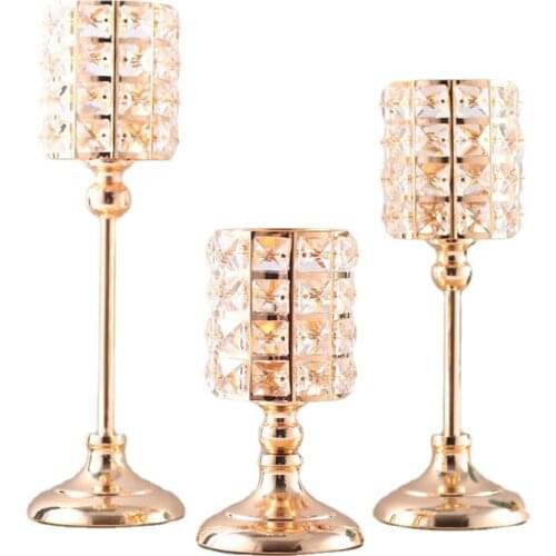 Nordic Modern Crystal Candle Holders Wedding Centerpieces Metal Ornaments Candlestick Home Decoration Artware Wedding Decor Gift