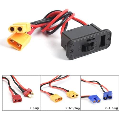 RC Heavy Duty Battery Harness Switch W/ T/XT60/EC3 Plug Built In Charging Socket