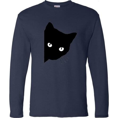 Cat Peek Printed Round Neck Tops Long Sleeve Tee Brand T-Shirts Mans T-shirt Camiseta Streetwear Karate Kid T Shirt Tshirts