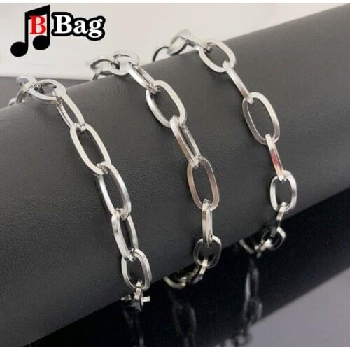 1m/roll Stainless Steel Square Oval Chains Unwelded Link For DIY Bracelets Necklace Ankle bag chain Making Findings Accessories