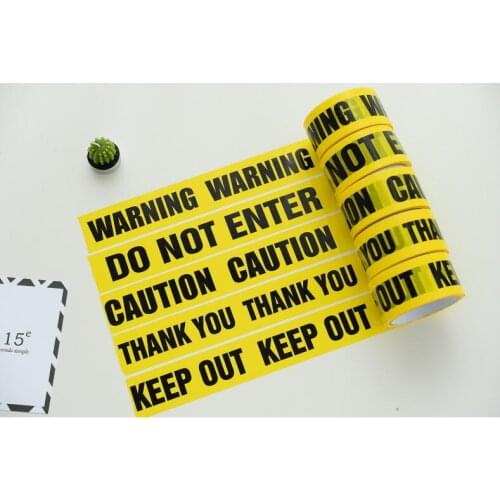 4.8cmx25M 1Roll Warning Tape Danger Caution Fragile Barrier Remind DIY Sticker Work Safety Adhesive Tapes For Mall Store School