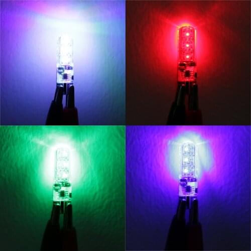 2 Pieces T10 6LED Car Dome Reading Light Lamp Bulb RGB with Remote Control incandescent bulbs Improve driver visibility