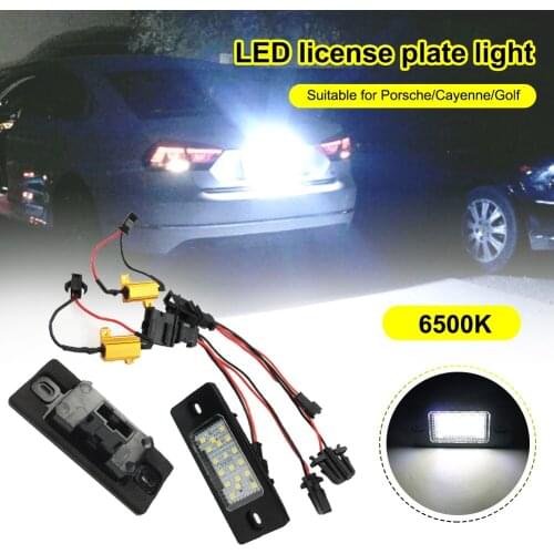 2pcs Error Free Car Led License Plate Light Lamp Rear Tag Light for Porsche and Volkswagen Tiguan /Cayenne/Golf