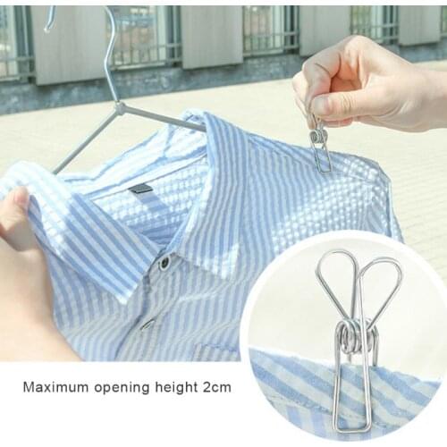 20pcs Strong Windproof Clothes Clip Stainless Steel Clothes Pegs Home Hanging Clip Pins Laundry Windproof Clamps Laundry Storage