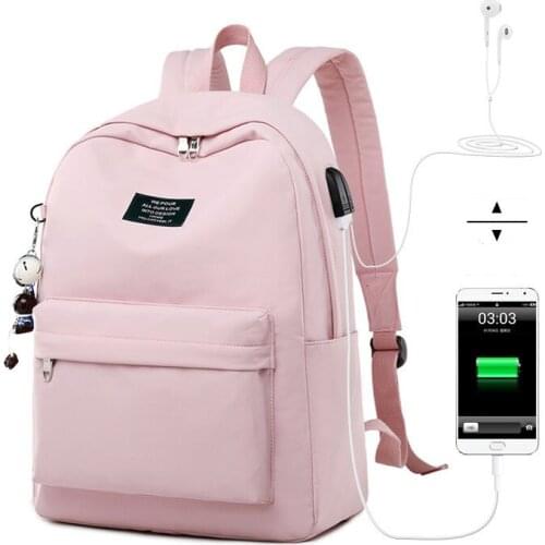 2021 USB Charging Laptop Backpack Women School Backpacks Schoolbag For Teenagers School Student Book Bag Boys Waterproof Satchel
