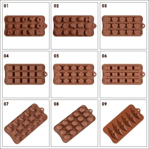 3D silicone chocolate mold 18 shapes non-stick candy pudding cake moulds flower letter shape baking Tools FreeShipping