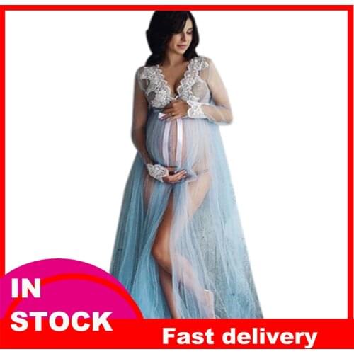 4# Gradient Maternity Photography Dresses Women Lace Maternity Dress Pregnancy Lace Long Dress Bow Dress Maternity Gown Платья