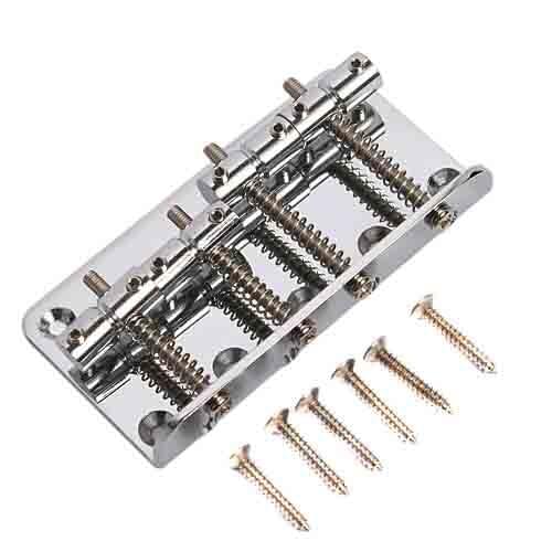 4 String Electric Bass Bridge for Jazz Guitar Parts Accessories Chrome