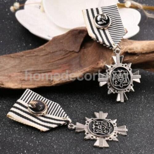 5pcs Top Quality Fashion Chic Steampunk Badge Brooch Pin Drape Medal Ribbon Costume Party Fancy Dress