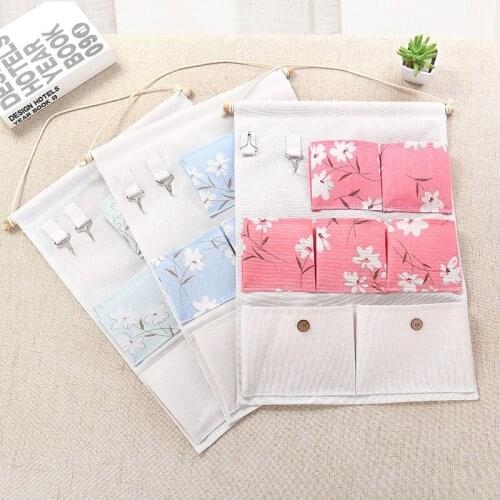 7 Pocket Hanging Bag Cotton Linen Key Buggy Bag Fabric Waterproof Hanging Door Back Wall Wall Hanging Hook Storage Bag