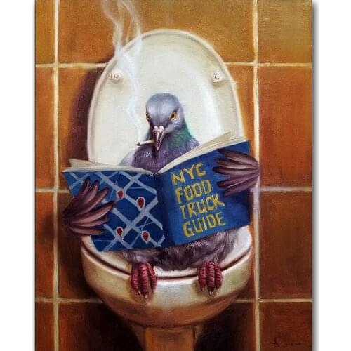 New Arrival Full Drill Diy Diamond Painting Smoking Dove on Toilet Kits 5D Diamond Mosaic Embroidery Bathroom Decor FC390