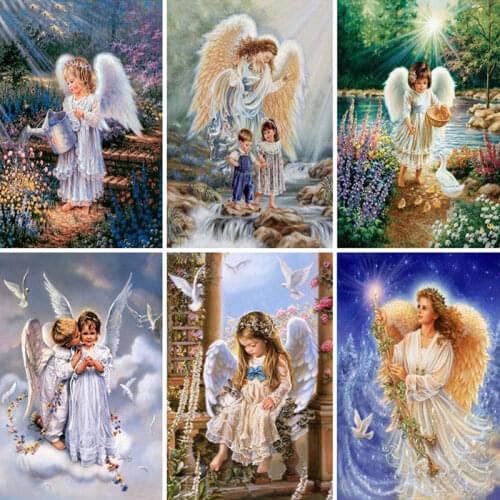 XUEQIXIAOZU Diamond Embroidery Little Angel Christ Diamond Painting Set Full Square/Round Rhinestone Mosaic Home Decoration