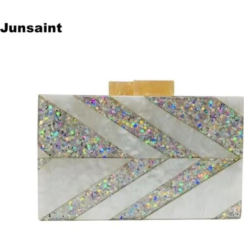Brand Design Wallet Elegant Lady Party Evening Bag Vintage Bolsa Feminina Striped Patchwork Acrylic Clutch Purse Trendy Handbags