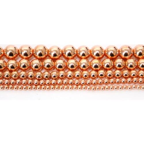 40-130pcs 3 4 6 8 10mm Electroplated Rose Gold Black Stone Beads For Jewelry Making Findings Necklace Bracelet Earrings Findings