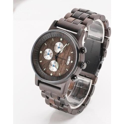 Watches mens watches wooden Band Quartz Wristwatch Chronograph Clock Male High Quality Sports Watch Relogio Masculino GWT-03